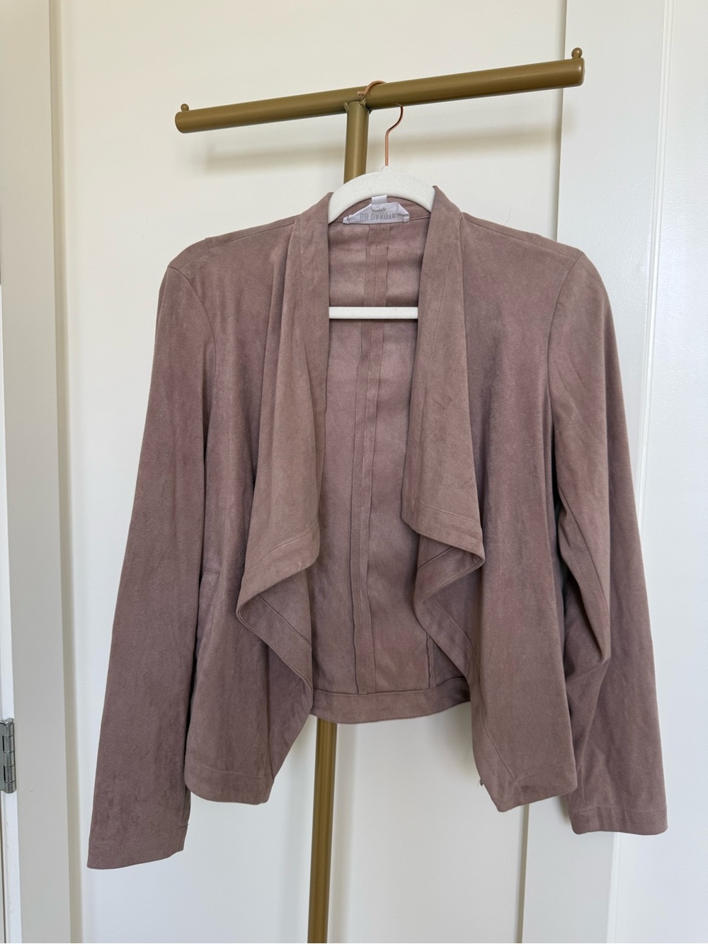 BB Dakota Mauve Suede Drape Front Blazer